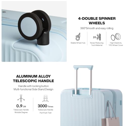 mixi Carry On Luggage Hardside Suitcases with Wheels, 20 Inch Glacier Blue - color: Glacier Blue, size: 20-inch
