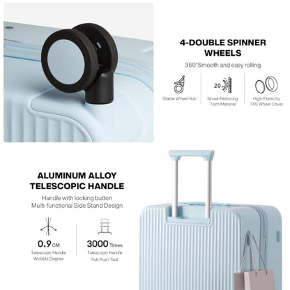 mixi Carry On Luggage Hardside Suitcases with Wheels, 20 Inch Glacier Blue - color: Glacier Blue, size: 20-inch