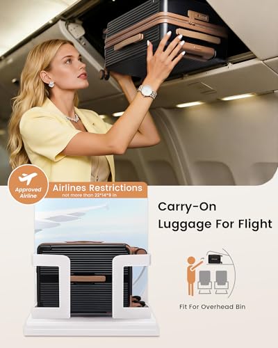 LOVEVOOK Hardside Carry On Luggage 22x14x9 Airline Approved, Small Suitcase - color: Black&Brown