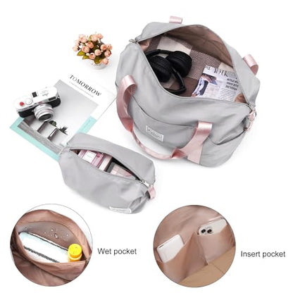 LONG VACATION Luggage Sets with Spinner Wheels, Carry on Suitcase 3 Piece - color: GREY-PINK, size: 3 piece set(DB)