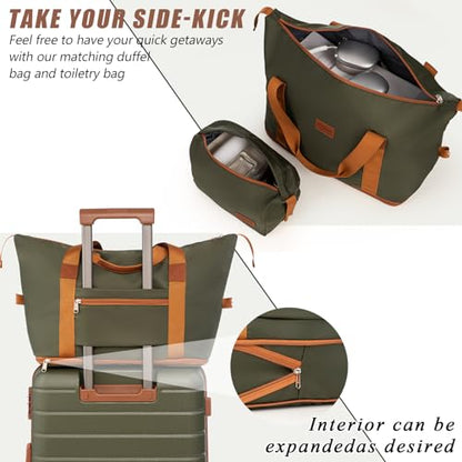 Cosbarn Luggage Sets 5 Piece, Hardshell Suitcases with Wheels, TSA Lock - color: OliveDrab