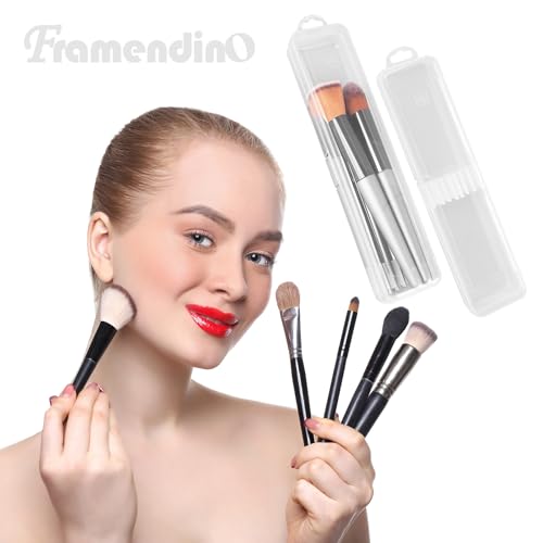 Framendino, 5 Pack Clear Travel Cosmetic Brush Holder Portable Cutlery Box Plastic Storage Container Toothbrush Carrying Boxes for Traveling