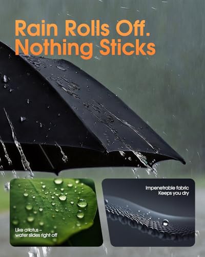 Windproof Reverse Folding Travel Umbrella for Rain, Compact - color: S-Black