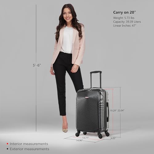 DUKAP INCEPTION Luggage with Spinner Wheels | Durable Lightweight Hardshell Suitcase, Travel Bag with Handle and Trolley, 20-Inch Carry On Small Luggage | Black - color: Black, size: 20 Inch