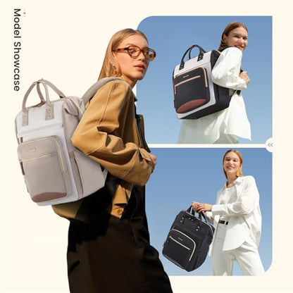 LOVEVOOK Laptop Backpack Women, 15.6 Inch Work Backpack - color: Beige-khaki, size: 17.3INCH