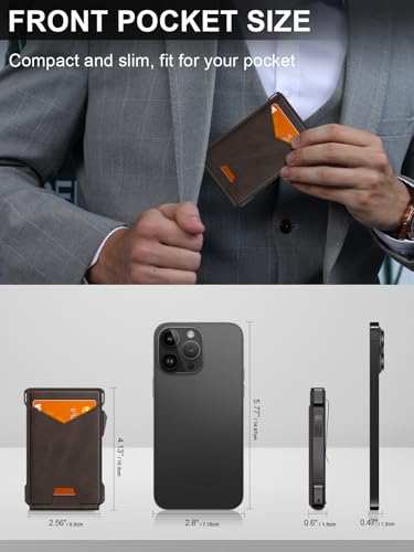Wallet for Men RFID Wallet with 2 ID Windows & Money Clip, Slim Card Holder - color: Coffee