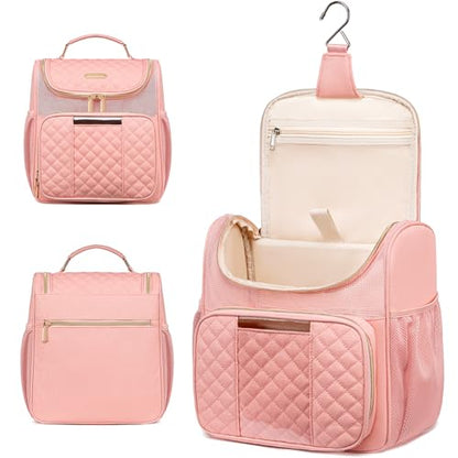 Otevan Large Toiletry Bag for Women Men,Quick Dry Hanging Toiletry Bag - color: Pink