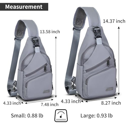 AMJ Crossbody Sling Bag Men Women, Casual Shoulder Backpack, Chest Daypack Satchel for Hiking Travel - color: Leather Grey, size: Large
