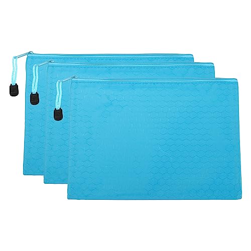 PATIKIL Waterproof Zipper File Bags, 3 Pack A5 Document Holders Pencil Pouch for Office, Light Blue - color: Light Blue, size: A5