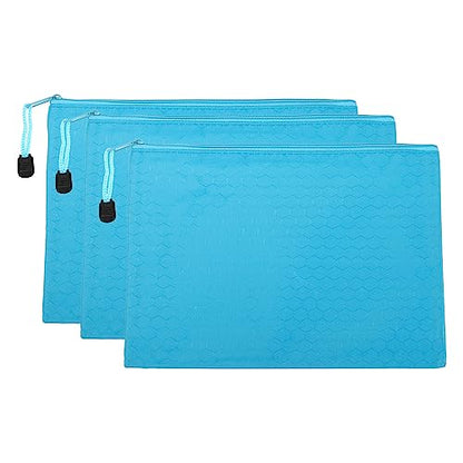 PATIKIL Waterproof Zipper File Bags, 3 Pack A5 Document Holders Pencil Pouch for Office, Light Blue - color: Light Blue, size: A5