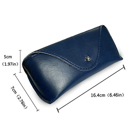 LogHog Portable Leather Glasses Case,Flexible Sunglasses Pouch Slim Case for Women Men Horizontal Eyeglass Case - color: Ink-blue