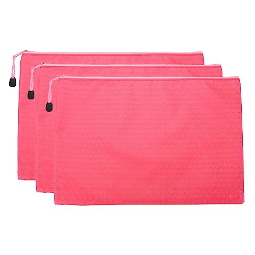 PATIKIL Waterproof Zipper File Bags, 3 Pack A4 Document Holders Pencil Pouch for Office, Pink - color: Pink, size: A4