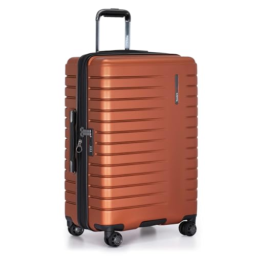 Traveler's Choice Archer Polycarbonate Expandable Luggage with Spinner Wheels, Orange, Checked 26-Inch - color: Orange, size: 1-Piece (Checked 26-Inch)