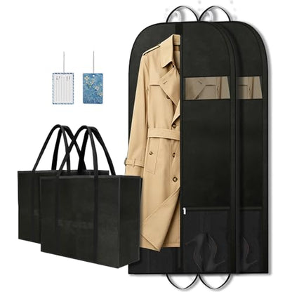 54" Garment Bags 2 Pack, Travel Clothes Covers with Clear Window and Zipper - size: V-GB-54in-2P-US2