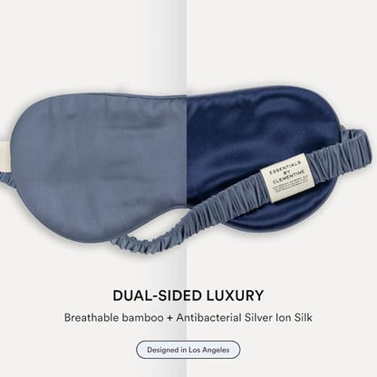 Mulberry Silk Sleep Mask by Clementine, Blue Silver Ion Blackout Eye Mask - color: Blue Lagoon