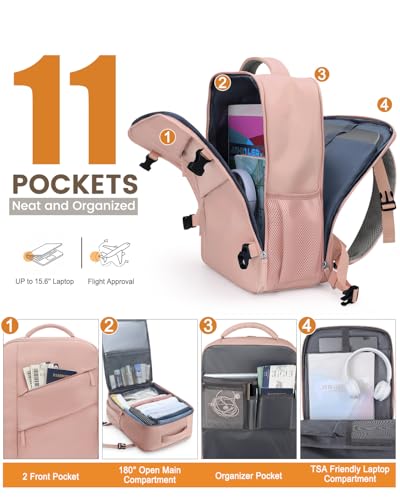 Capolo Travel Laptop Backpack Women Men Personal Item Weekender Travel Bag - color: Pink, size: Small