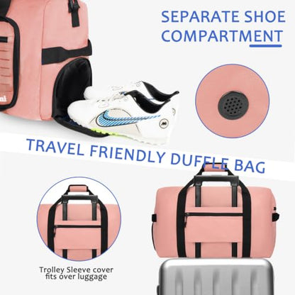 Goloni 65L Foldable Duffle Bag for Travel, Large Durable Travel Duffel Bag - color: Pink, size: 65L