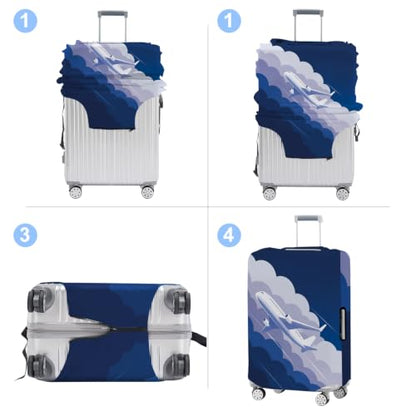 Cloud Flight Luggage Cover Washable Suitcase Cover Protector Fit 28-30 Inch Luggage Durable Travel Bag Cover with Zipper Closure L - color: Cloud Flight, size: L(28-30inch suitcase)