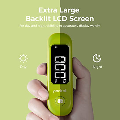 pack all Digital Luggage Scale for Travel, 110Lbs Capacity, 0.1Lb Precision - color: Apple Green