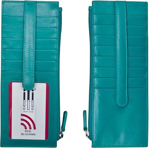 ili New York RFID Blocking Long Double Sided Slim Wallet - Aqua - color: Aqua