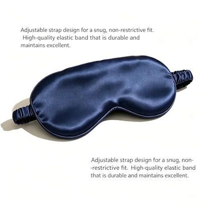 Silk Sleep Mask Dark Blue Adjustable Elastic Band Blackout for Traveling Multicolor Options Comfortable Breathable (Navy Blue) Single Pack - color: Navy