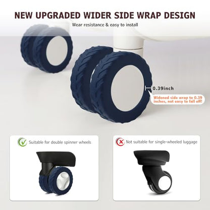 Luggage Wheel Covers, Anti Dust & Scratch, For 2-2.4" wheels - Dark blue - color: Dark blue