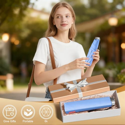 Travel Umbrella Compact Small Folding Windproof Lightweight for Women - color: 05.Light Blue