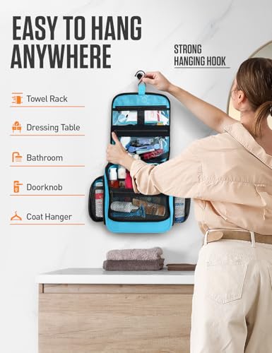 VENTURE 4TH Hanging Travel Toiletry Bag 18 Compartments - Tiffany Blue - color: Tiffany Blue