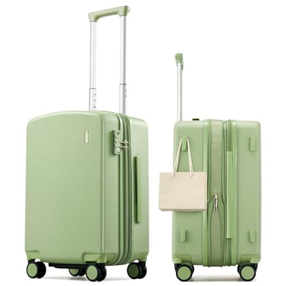 Hanke Carry on Luggage Airline Approved 20" Expandable Hardside Suitcase - color: Bamboo Green, size: 20 Inch EXT