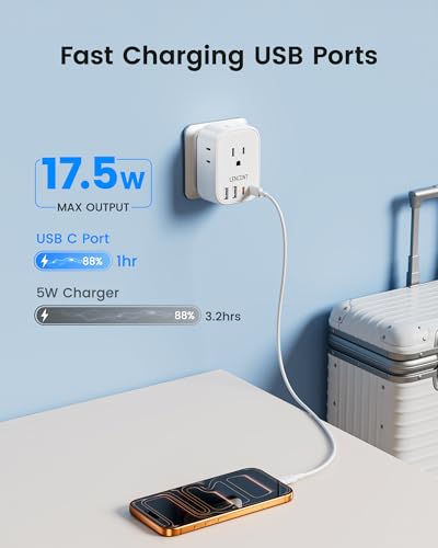 LENCENT Type C and Type D G Universal Travel Adapter Kit International Plug - style: Type C/D/G