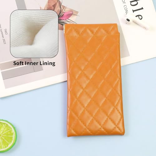 Double Eyeglass Case Soft Dual Glasses Case for Women Men Travel Squeeze Top Sunglasses Cases Eyeglasses Pouch - color: Black+brown Diamond