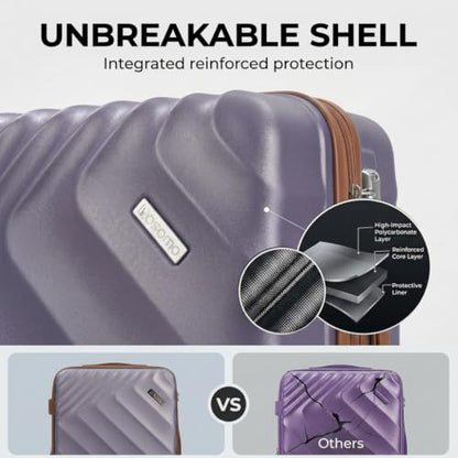Rosamo 5-Piece Hard Shell Expandable Luggage Set, Airline Approved Carry-On | 22x14x9 ABS+PC Suitcases with Spinner Wheels and TSA Lock for Secure Travel - color: Purple