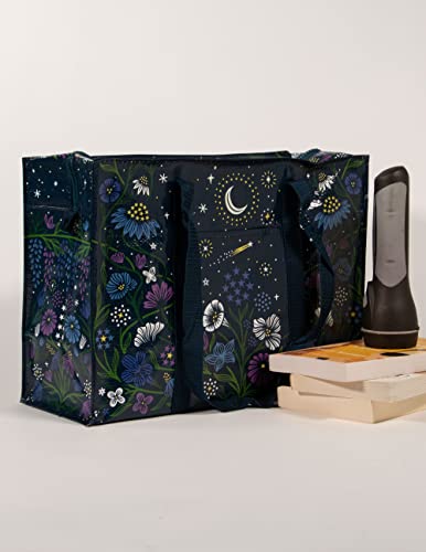 Blue Q Reusable Shoulder Tote Bag - Carry Everywhere Bag with Hefty Zipper - color: Starry Garden