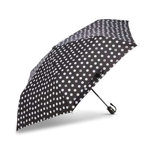 Samsonite Compact Auto Open/Close Umbrella, One Size, Black/White Swirl Dot - color: Black/White Swirl Dot, size: ONESIZE