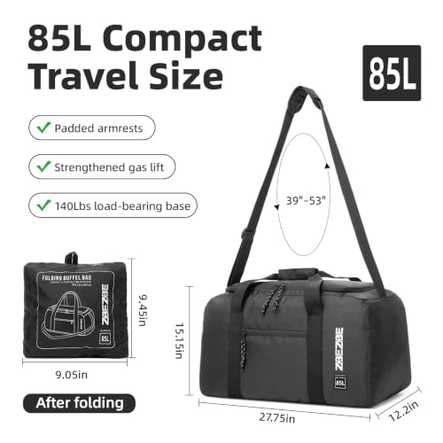 Foldable Travel Bag 85L, Extra Large Duffel for Camping & Trips - color: black, size: 85L