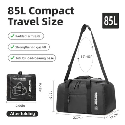 Foldable Travel Bag 85L, Extra Large Duffel for Camping & Trips - color: black, size: 85L
