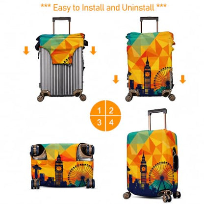 Luggage Covers For Suitcase TSA Approved, Fits 18-32 Inch - color: London Sunset, size: M(23"-26" Suitcase)