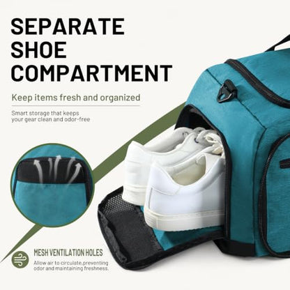 MIER Packable Travel Duffle Bag with Shoe Compartment, 50L, Teal - color: Teal, size: 50L