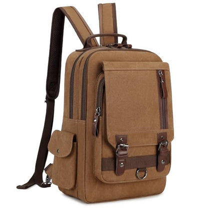 mygreen Canvas Cross Body Messenger Bag Shoulder Sling Backpack Travel Rucksack - color: Coffee Xl-convertible