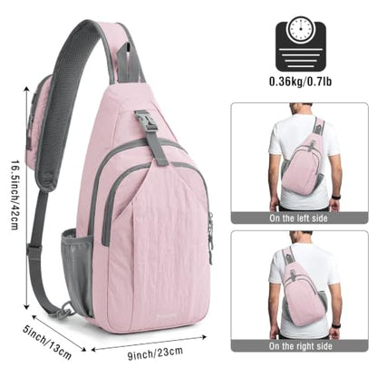 G4Free Sling Bag for Men Women, RFID Blocking Crossbody Bag, Daily, Travel - color: Pink