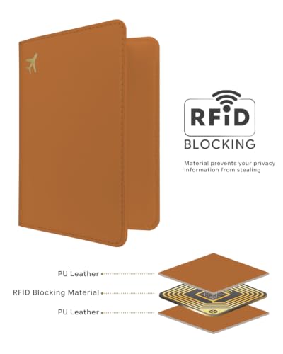 Passport Holder for Travel - RFID Blocking for Women & Men - color: Dark Brown