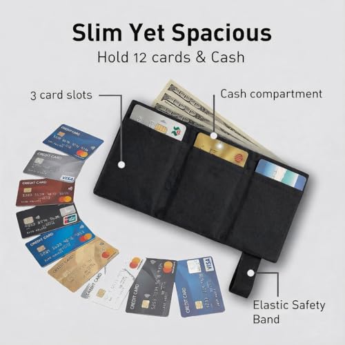 LIGHT FOLD Trifold Nylon Slim Wallet for Men, RFID Blocking Front Pocket - color: Black