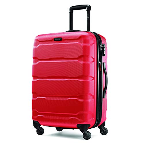 Samsonite Omni PC Hardside Expandable Luggage with Spinner Wheels, Checked-Medium 24-Inch, Red - color: Red, size: Checked-Medium 24-Inch