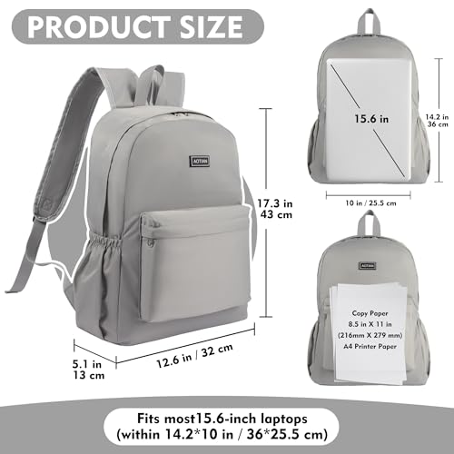 AOTIAN Large Backpack, Men Women Casual Daypack for College Travel Work - color: Light Gray - 17 Inch