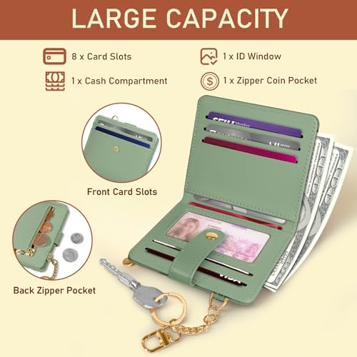 Jogjam Green Rfid Women Wallet, Small Slim Thin Compact Credit Card Holder - color: A Green
