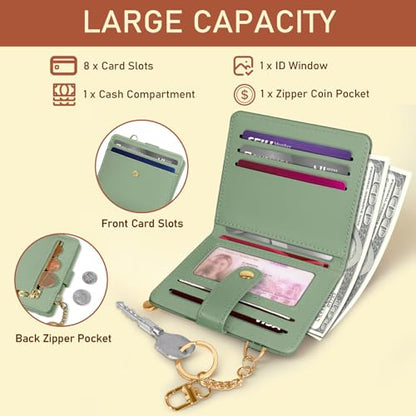 Jogjam Green Rfid Women Wallet, Small Slim Thin Compact Credit Card Holder - color: A Green