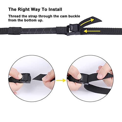 Ayaport Adjustable Stretch Lashing Straps with Buckles 0.75" x 4', 4 Pack - color: Black-Stretch, size: 0.75'' x 48''