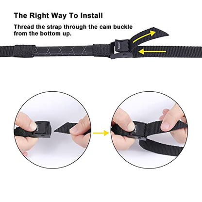 Ayaport Adjustable Stretch Lashing Straps with Buckles 0.75" x 6', 4 Pack - color: Black-Stretch, size: 0.75'' x 6'