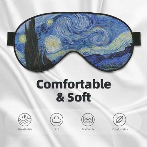Starry Night Sleep Mask Eye Mask with Adjustable Strap Eye Sleep Shade Cover Blocks Light for Women Men Airplane Travel Nap - color: The Starry Night