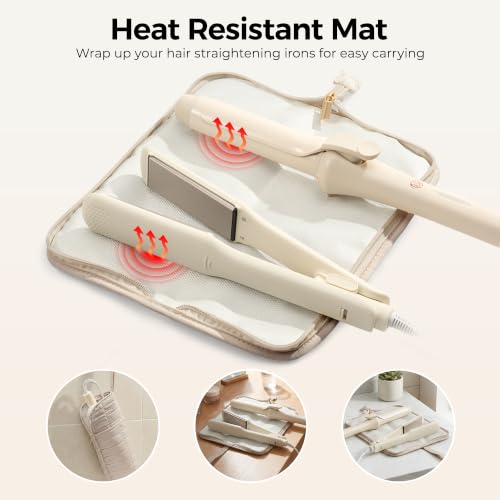 Light Brown Heat Resistant Case with Mat Pouch for Hair Tools - color: Taupe Beige